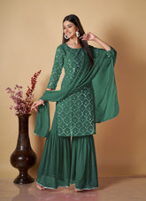 Beautiful Sequence Design Sharara in Green